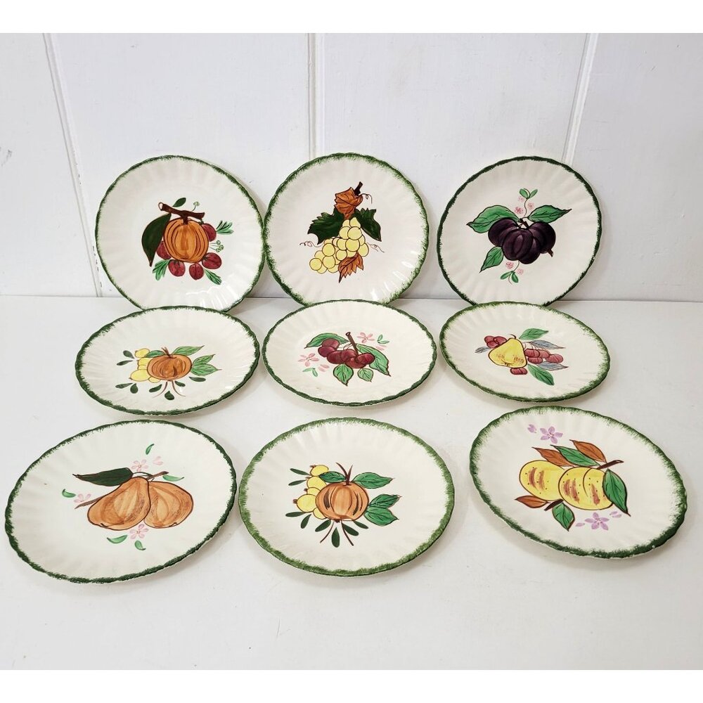 Blue Ridge Pottery Plates, Set of Eight